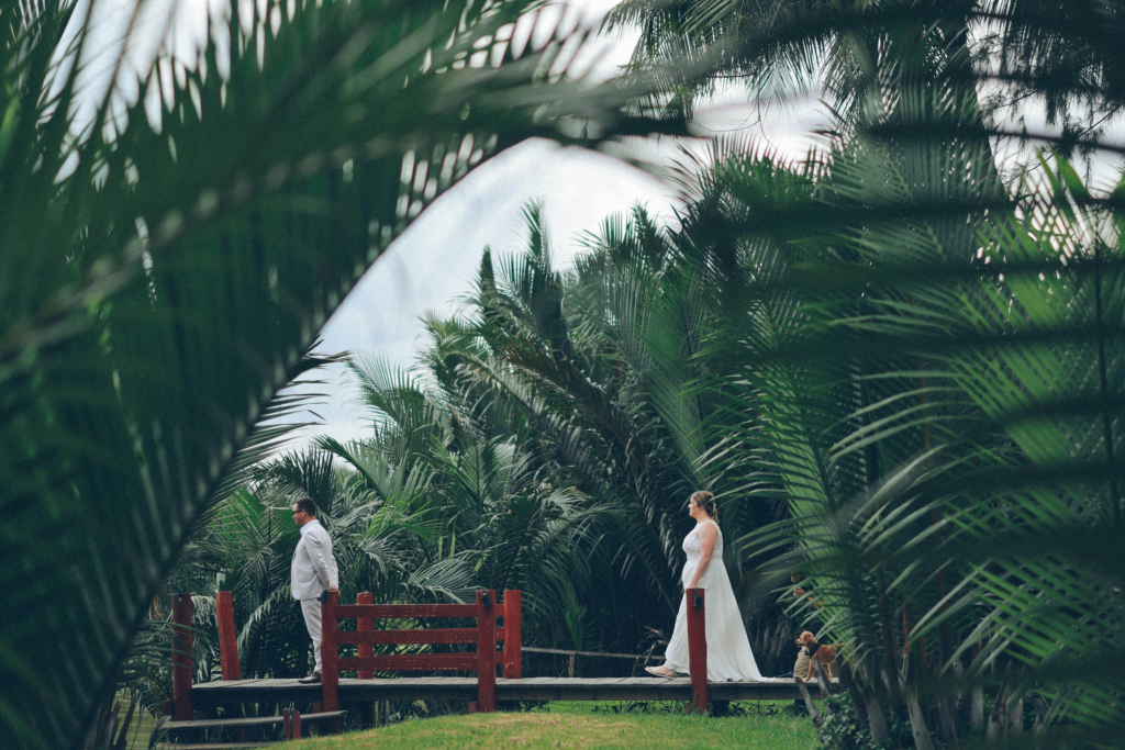 wedding first look with dog