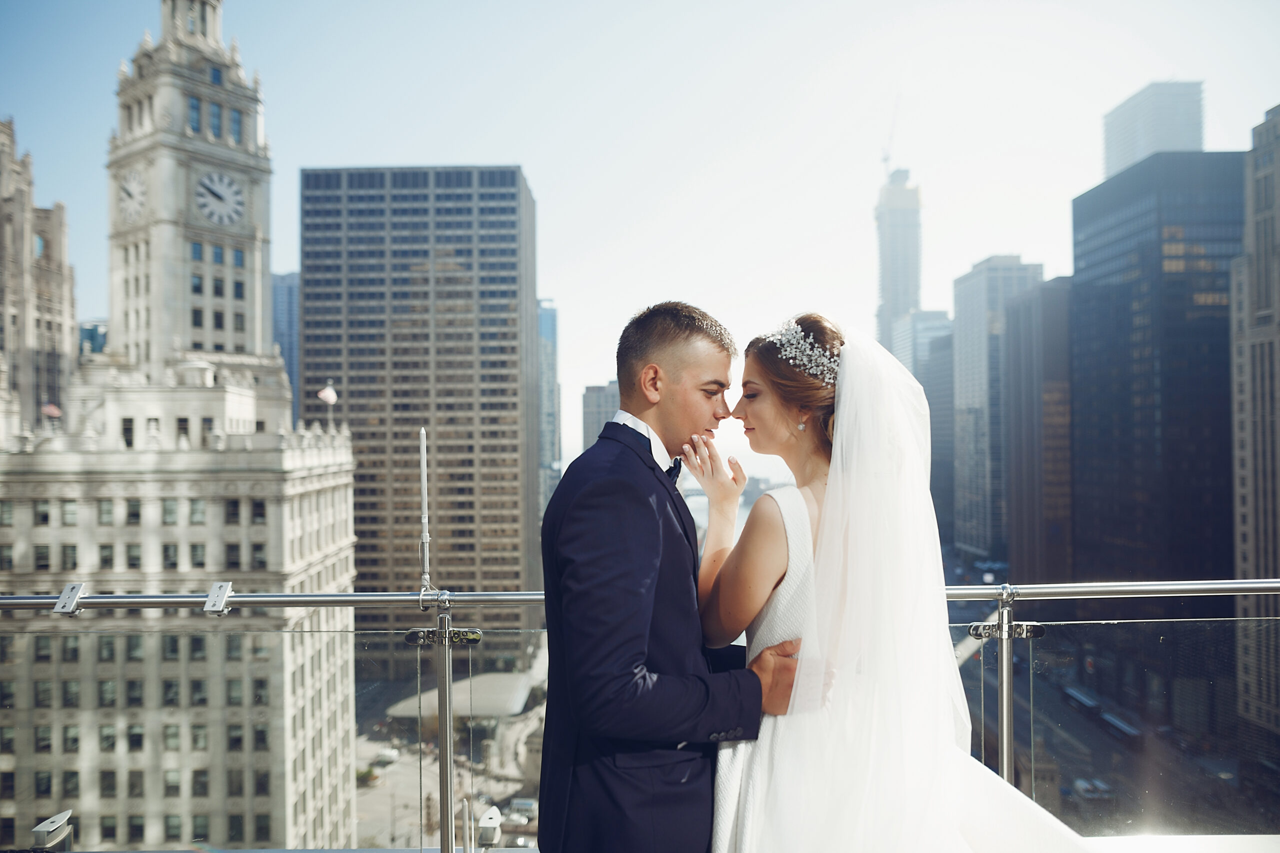 beautiful couple in downtown Chicago